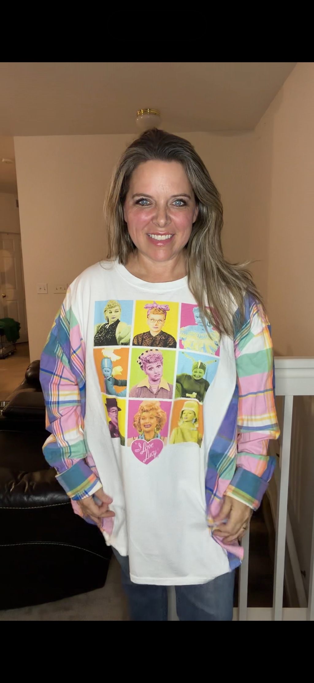 Upcycled Lucy - women's 5X T-shirt with cotton sleeves