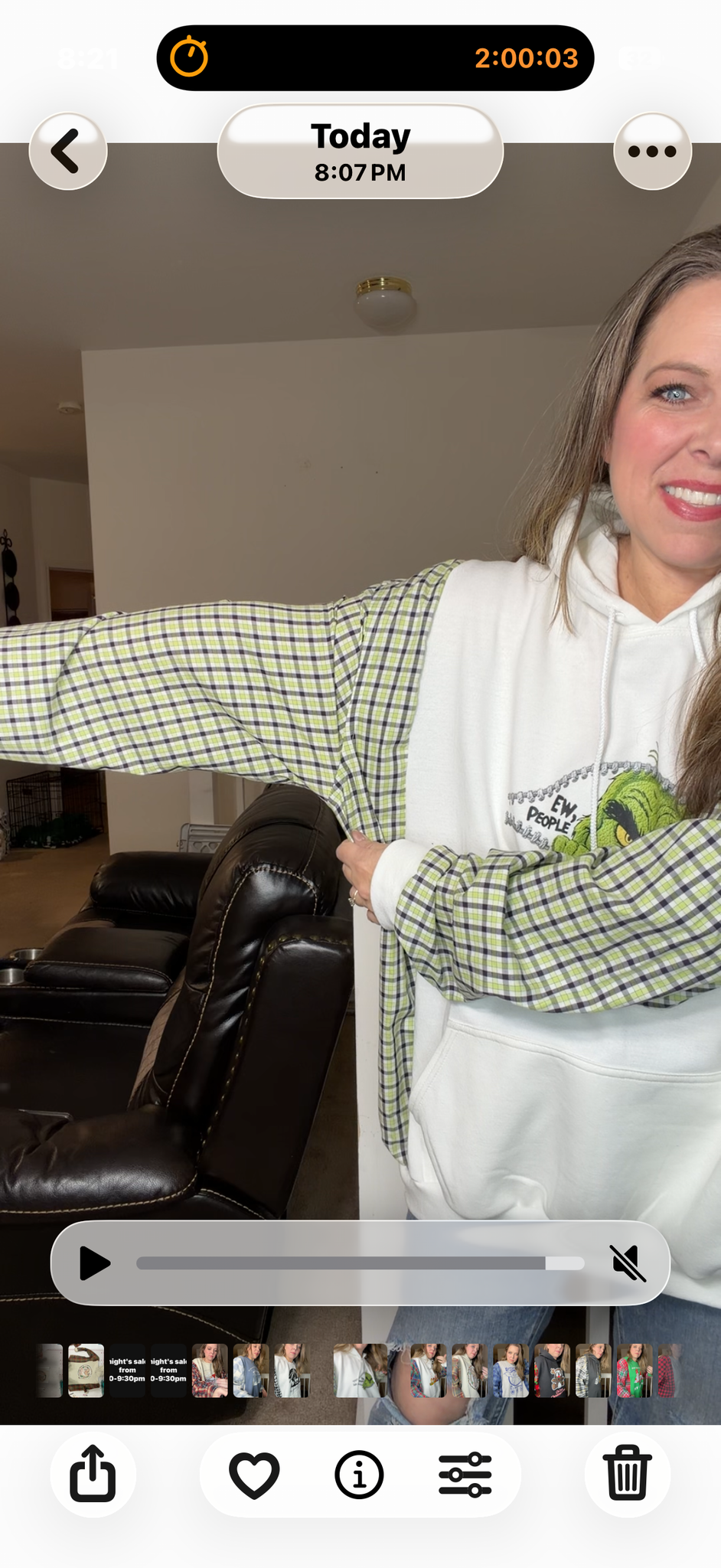 Upcycled Ew Grinch - women's 3X/4X midweight sweatshirt with cotton sleeves ￼