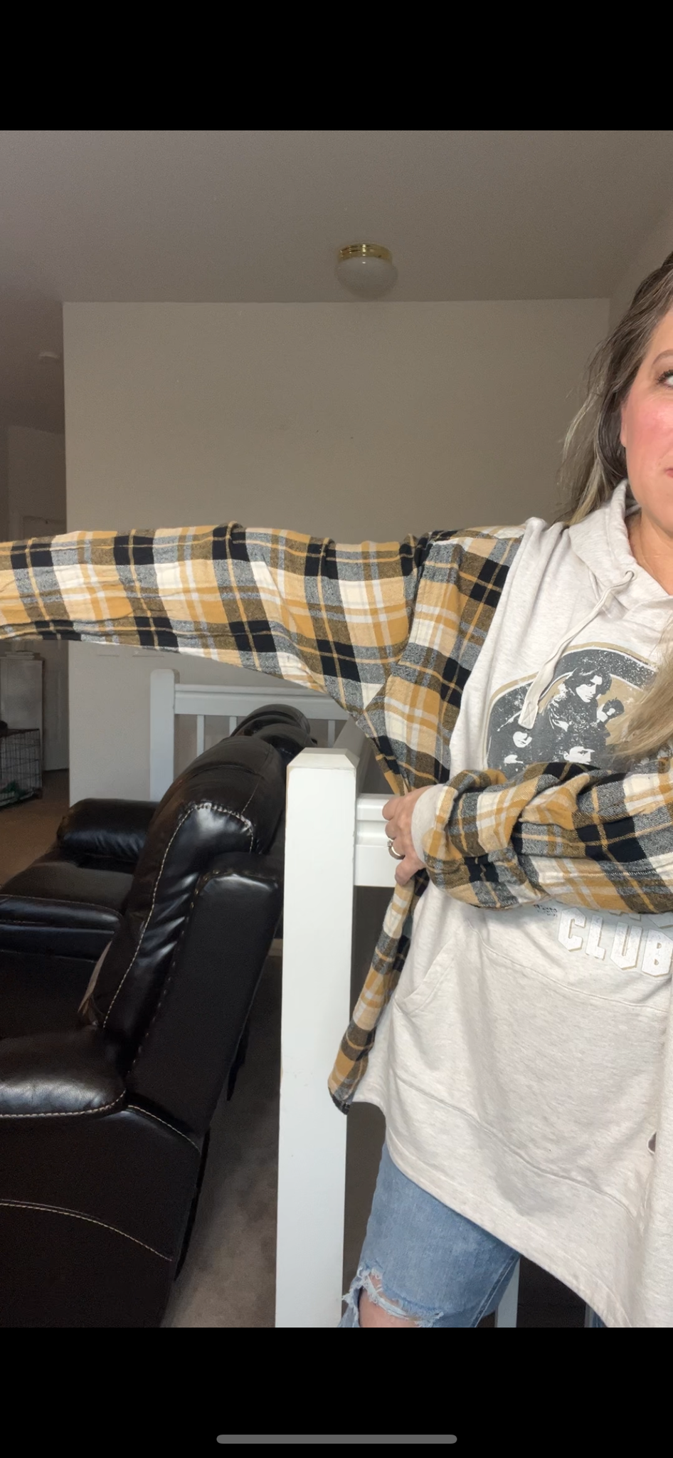 Upcycled Breakfast club – women’s 4X – midweight sweatshirt with flannel sleeves