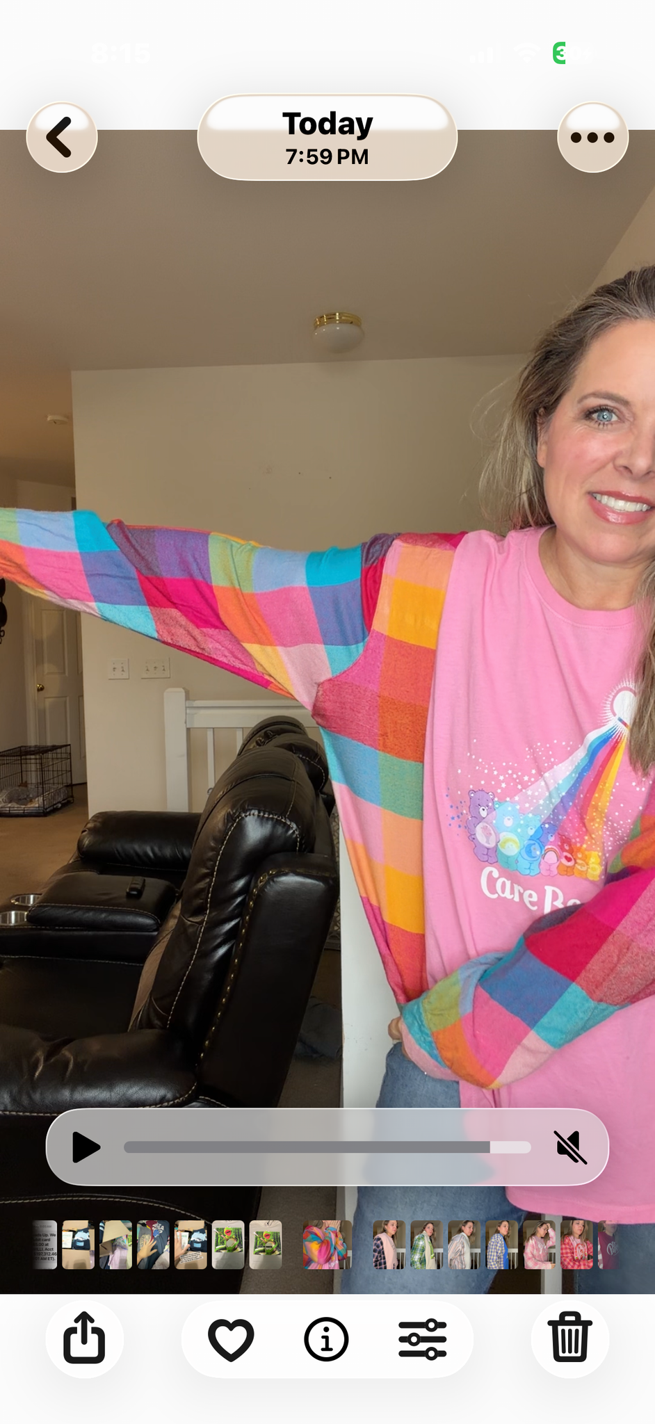Upcycled Carebears - women's XL T-shirt with thin flannel sleeves