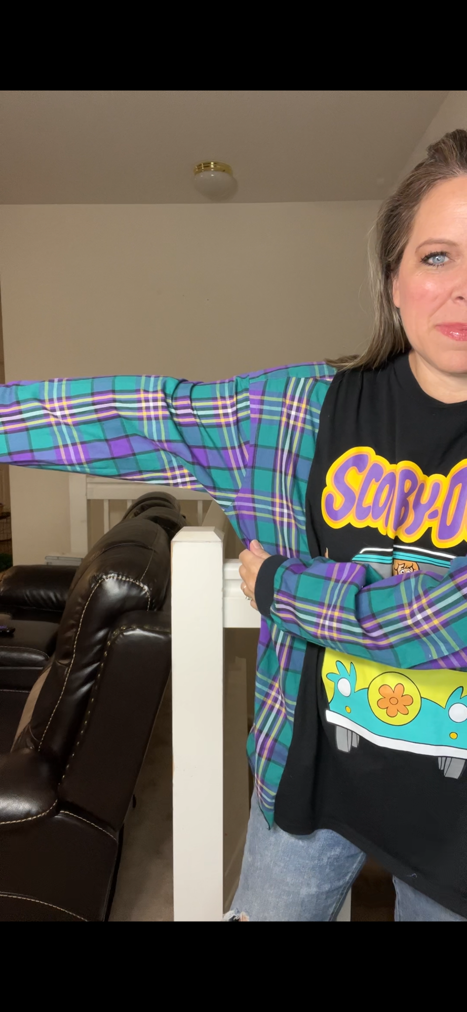 Upcycled Scooby – women’s XL/1X T-shirt with cotton sleeves