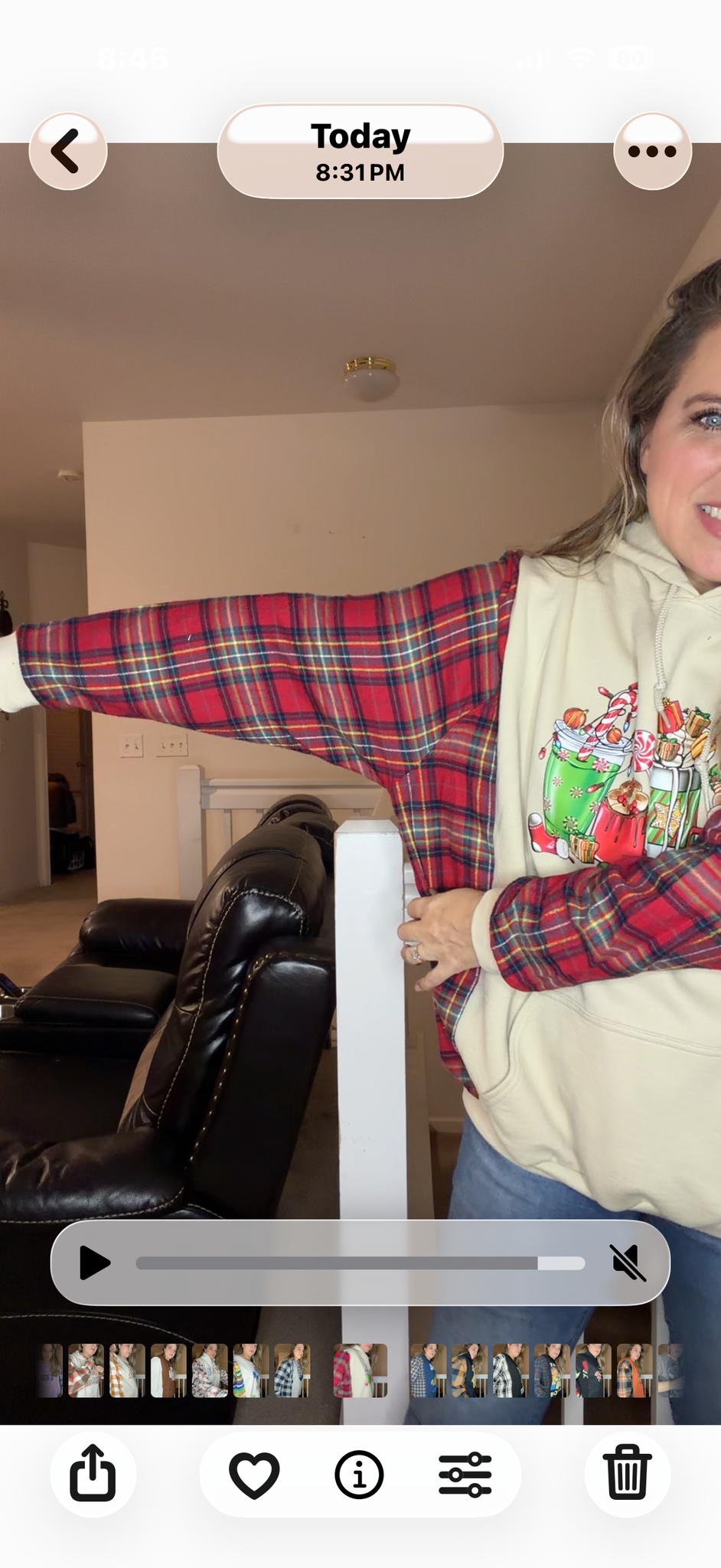 Upcycled Christmas - women's 2X/3X midweight Sweatshirt with flannel sleeves