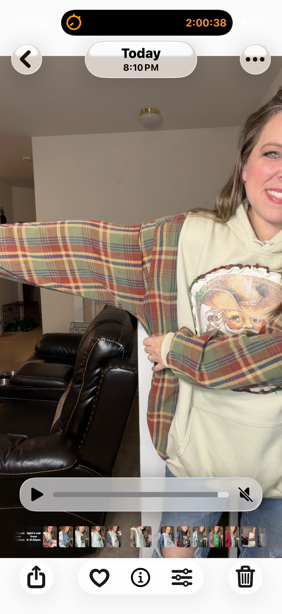 Upcycled y'all Santa – women's 4X midweight sweatshirt with flannel sleeves