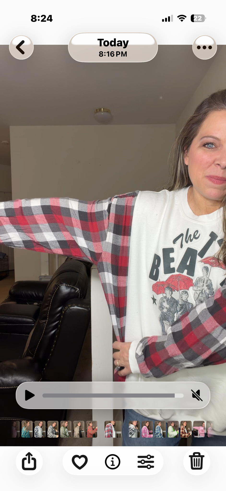 Upcycled Beatles - women's 2X/3X midweight sweatshirt with flannel sleeves