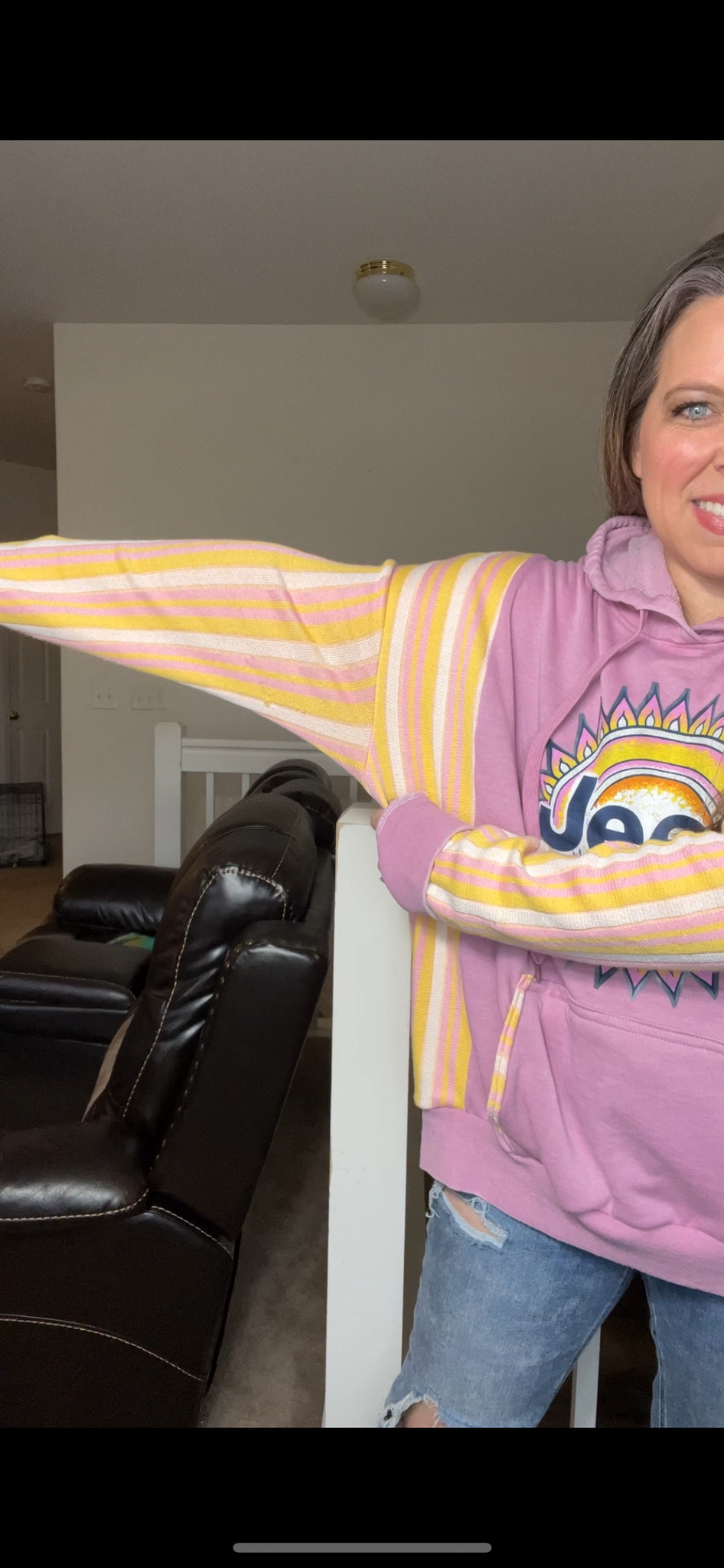 Upcycled Jeep – women’s 2X midweight sweatshirt with stretch knit sleeves