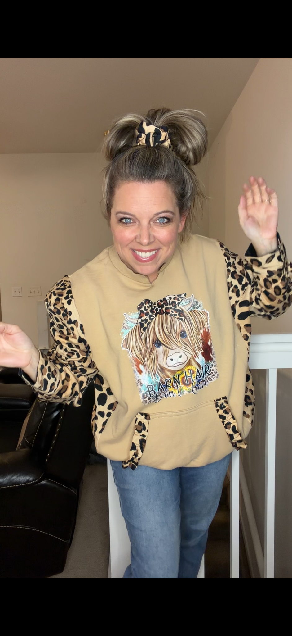 Upcycled Barn Hair - women's 1X midweight sweatshirt with velvety sleeves￼