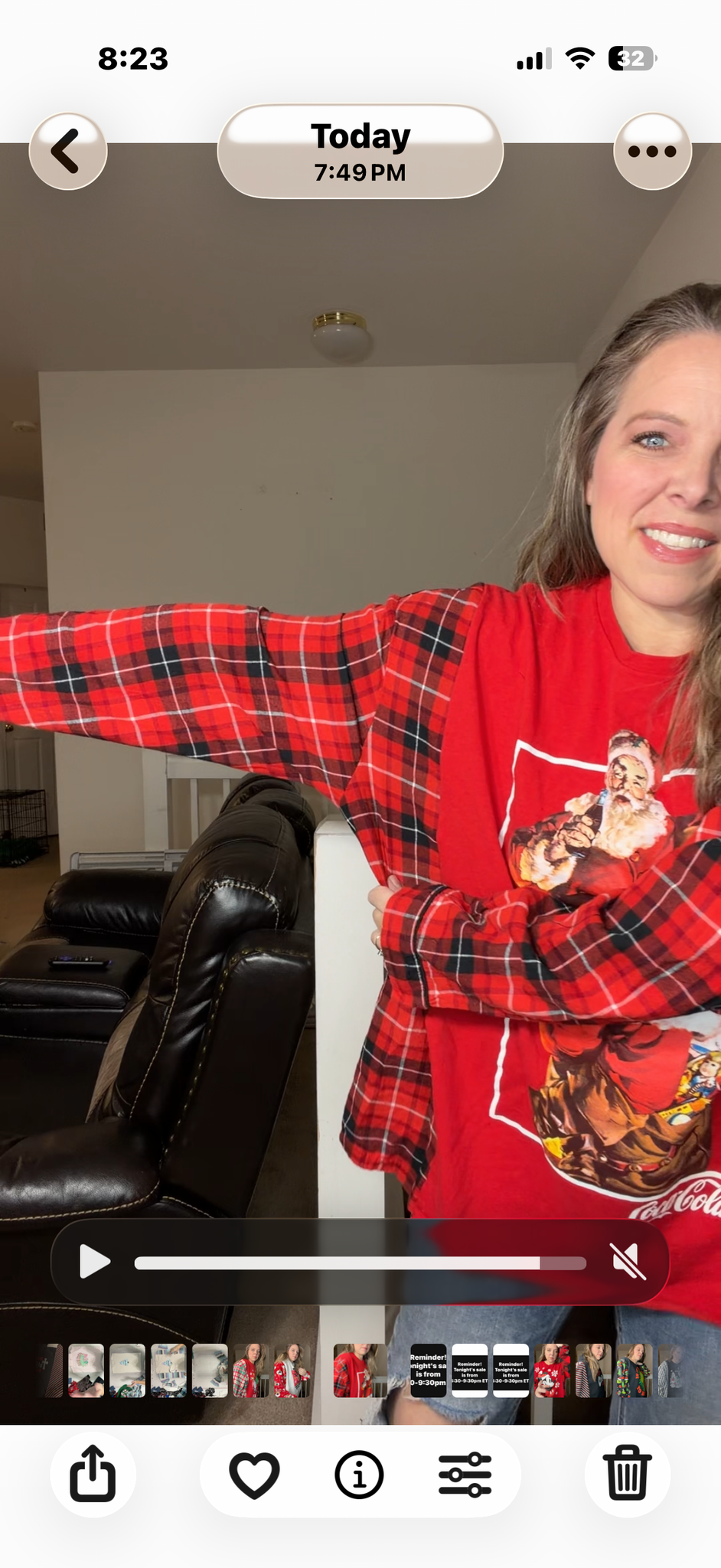 Upcycled Santa Coke – women's 3X T-shirt with flannel sleeves