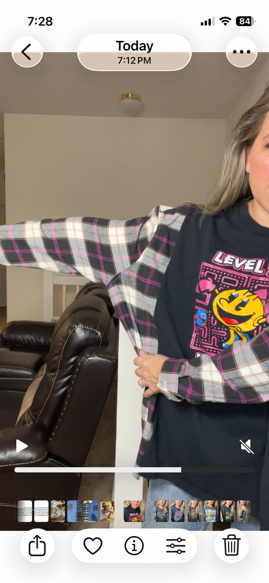Upcycled Ms Pac-Man – women’s 3X T-shirt with flannel sleeves￼