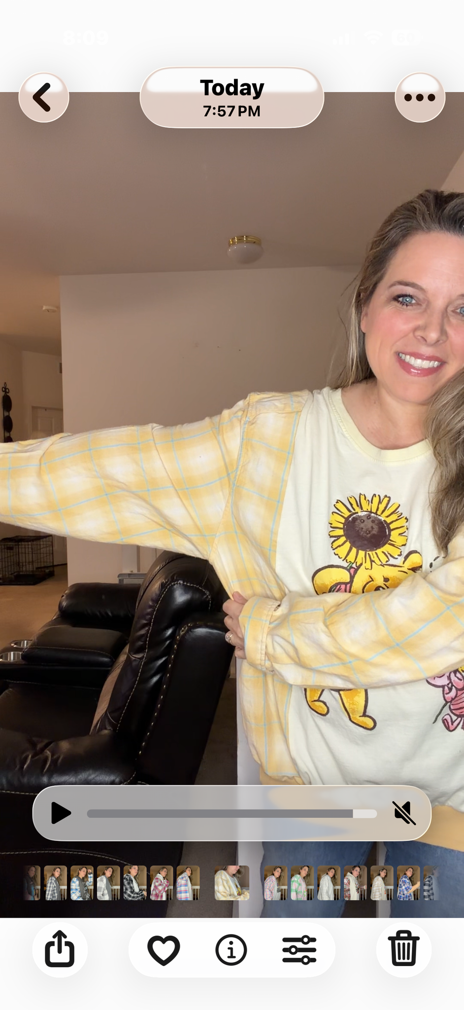 Upcycled Pooh - women's XL/1X T-shirt with flannel sleeves
