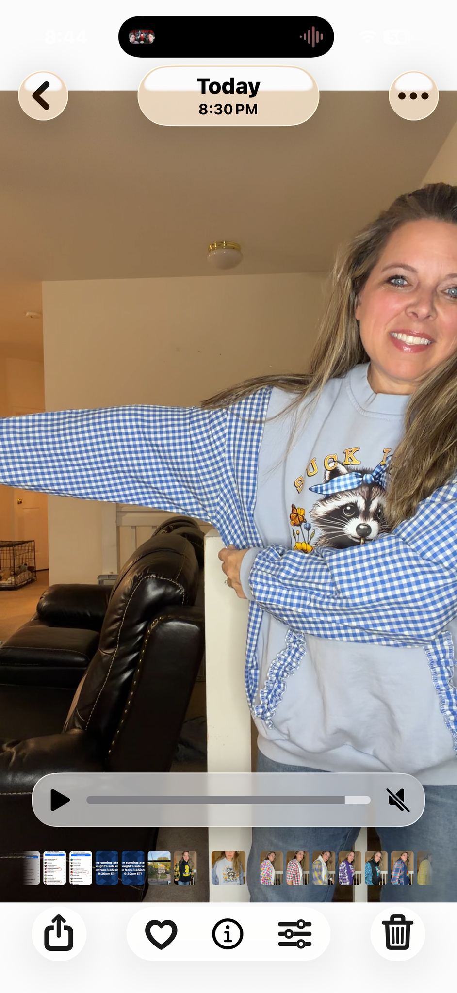 Upcycled Raccoon – women's large/XL midweight sweatshirt with cotton sleeves