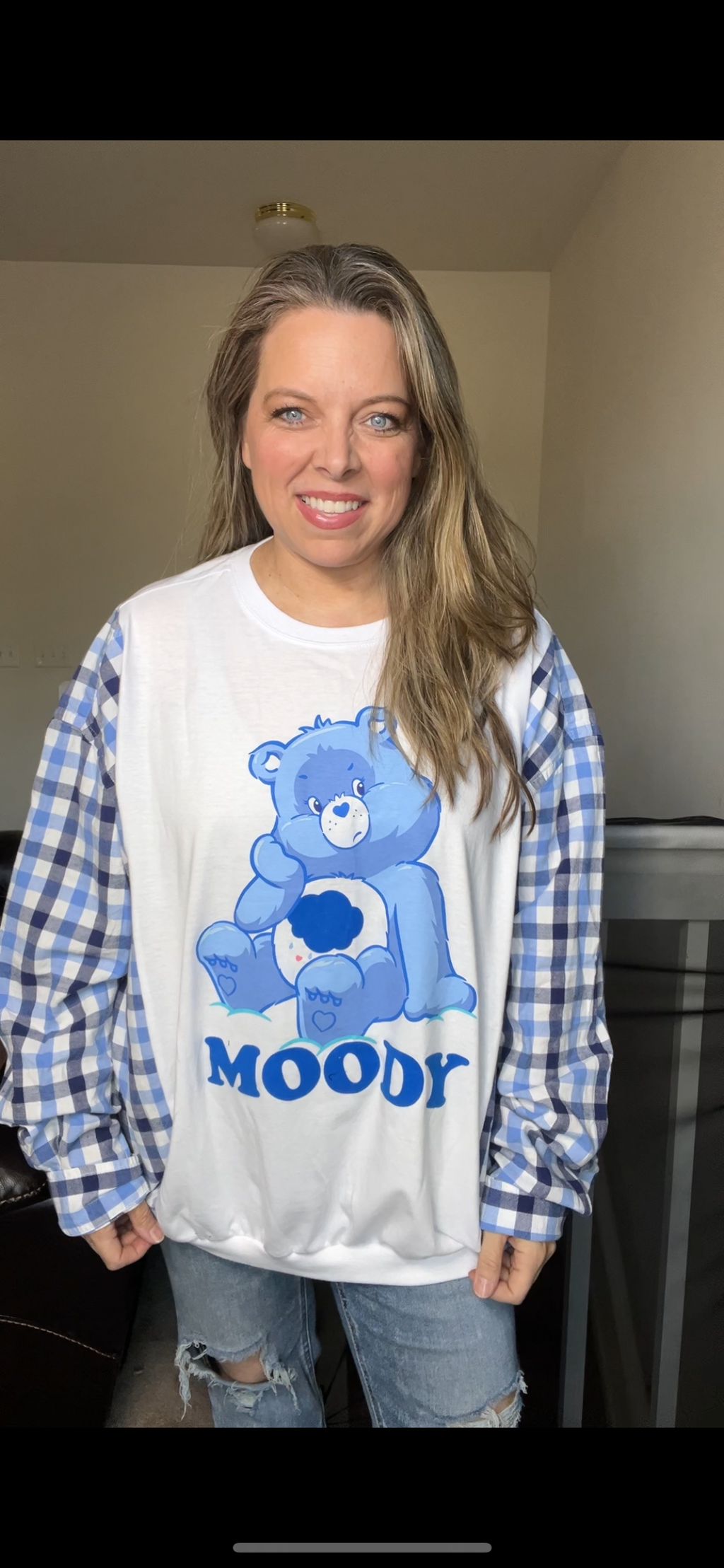 Upcycled Moody – women’s 3X T-shirt with cotton sleeves