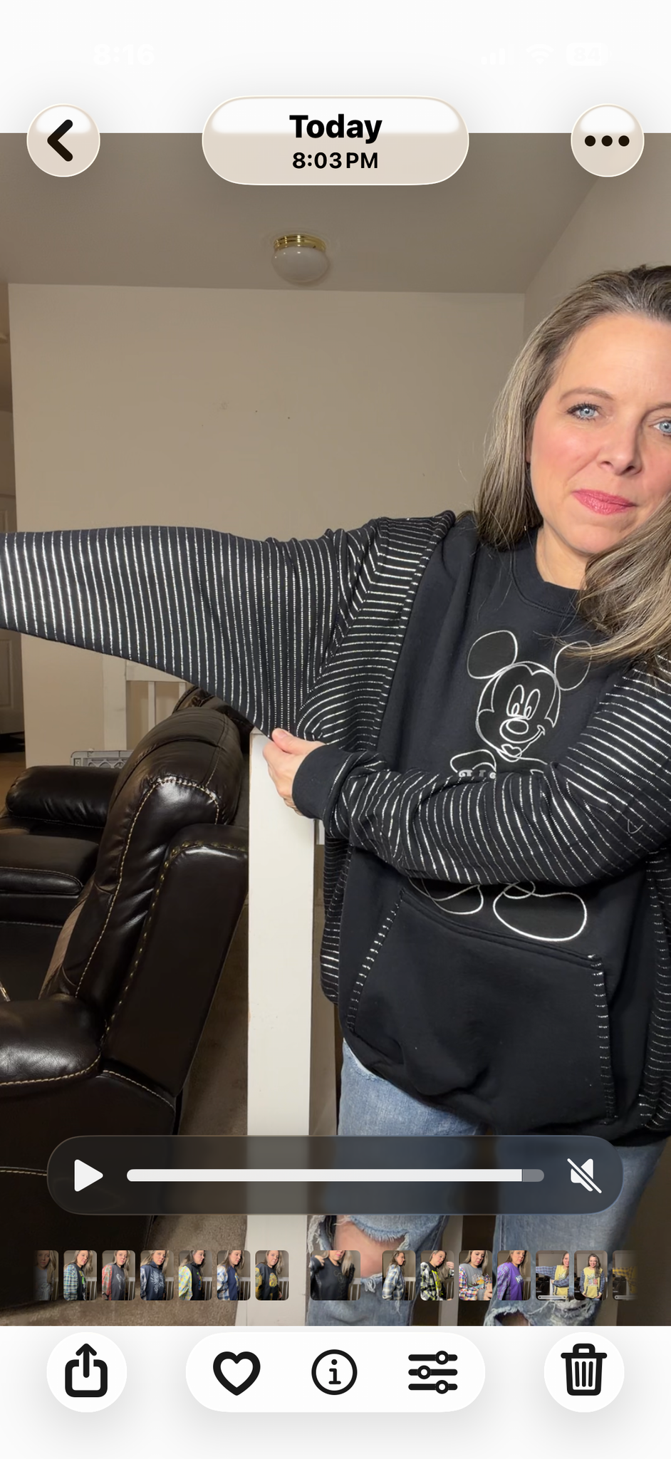 Upcycled Mickey - 2X midweight sweatshirt with stretchy sleeves