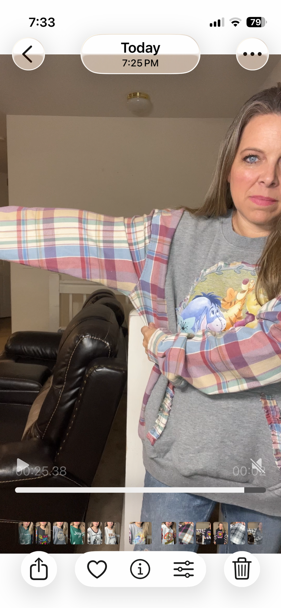 Upcycled Pooh Friends – women’s 2X midweight sweatshirt with flannel sleeves￼