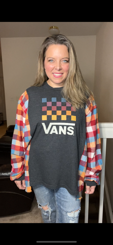 Upcycled Vans – women’s 1X – thin T-shirt, with cotton sleeves