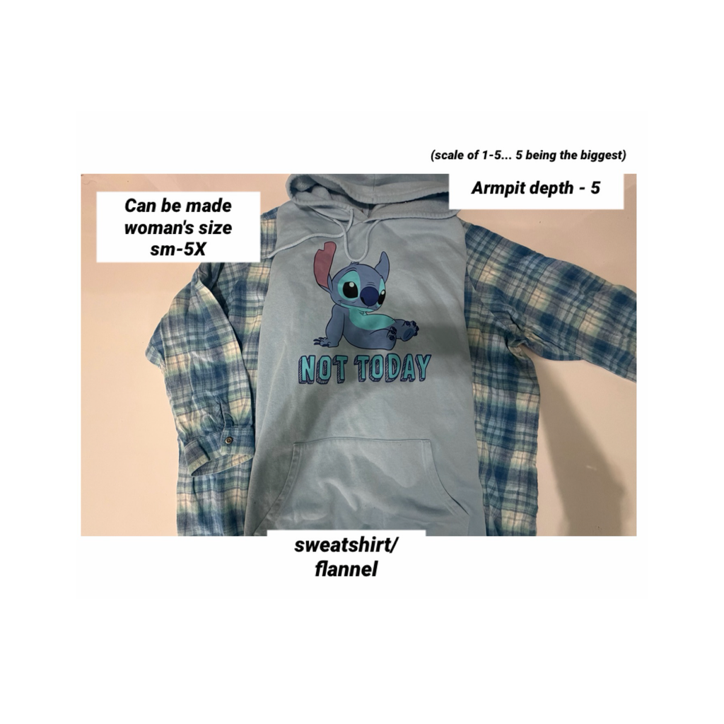Upcycled Stitch - woman's (pick size sm-5X) sweatshirt with flannel sleeves