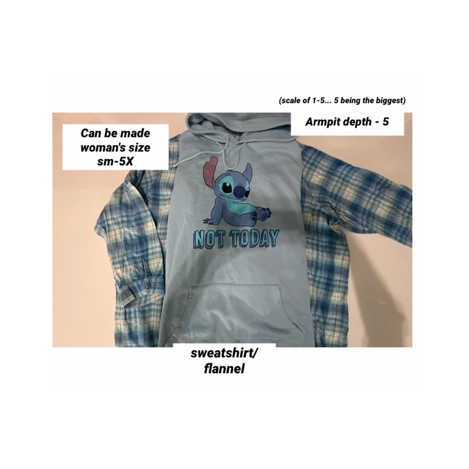 Upcycled Stitch - woman's (pick size sm-5X) sweatshirt with flannel sleeves