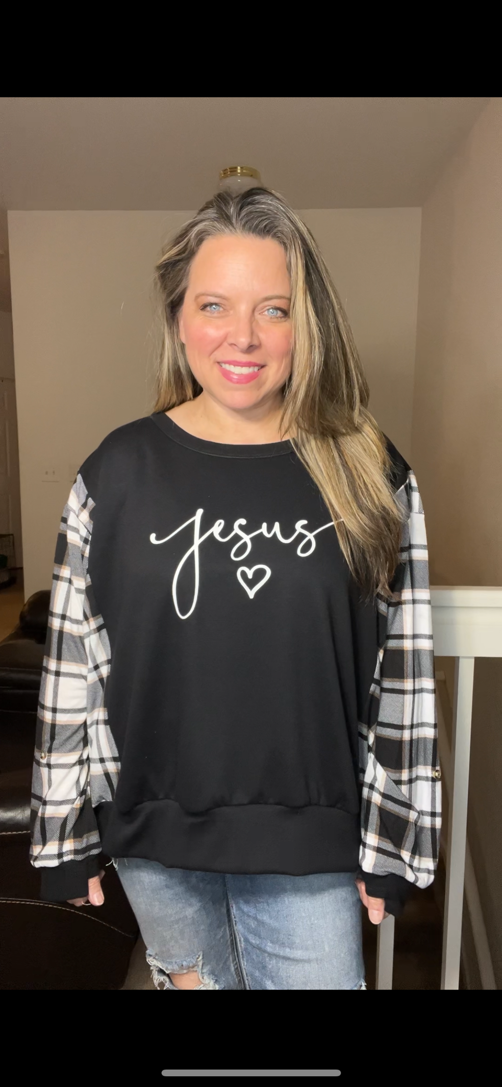 Upcycled Jesus – women’s XL – thin french terry sweatshirt with stretch jersey sleeves