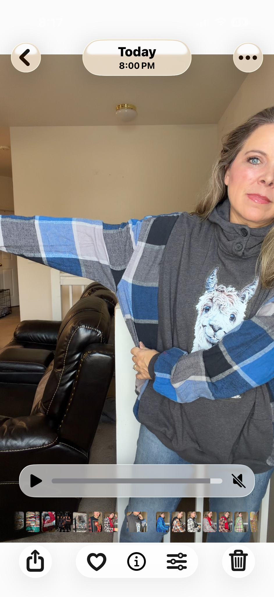 Upcycled Llama - women's 2X/3X midweight Sweatshirt with flannel sleeves