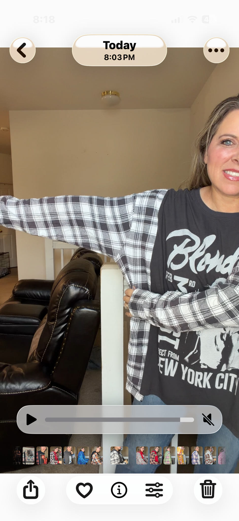 Upcycled Blondie - women's 2X T-shirt with flannel sleeves