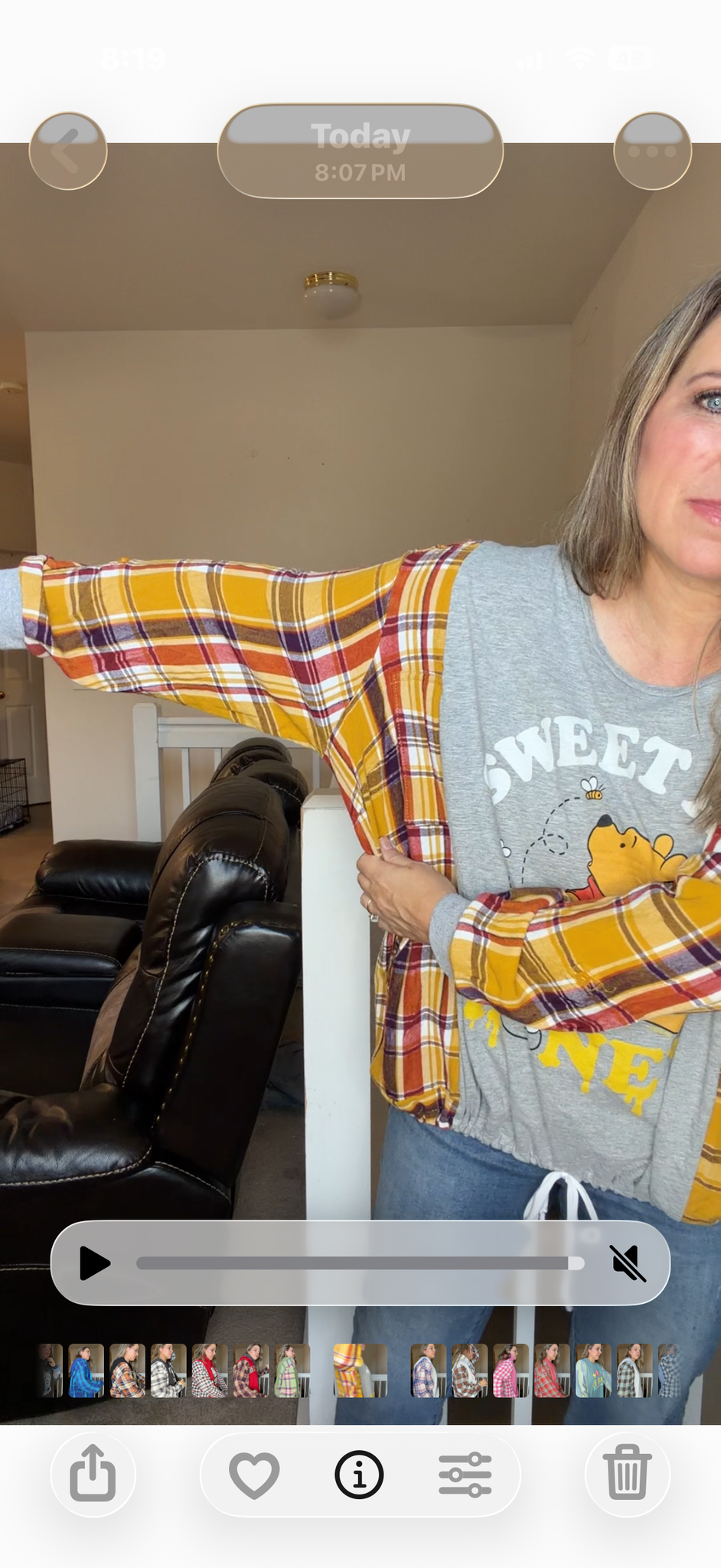 Upcycled Pooh - women's 1X T-shirt with thin flannel sleeves