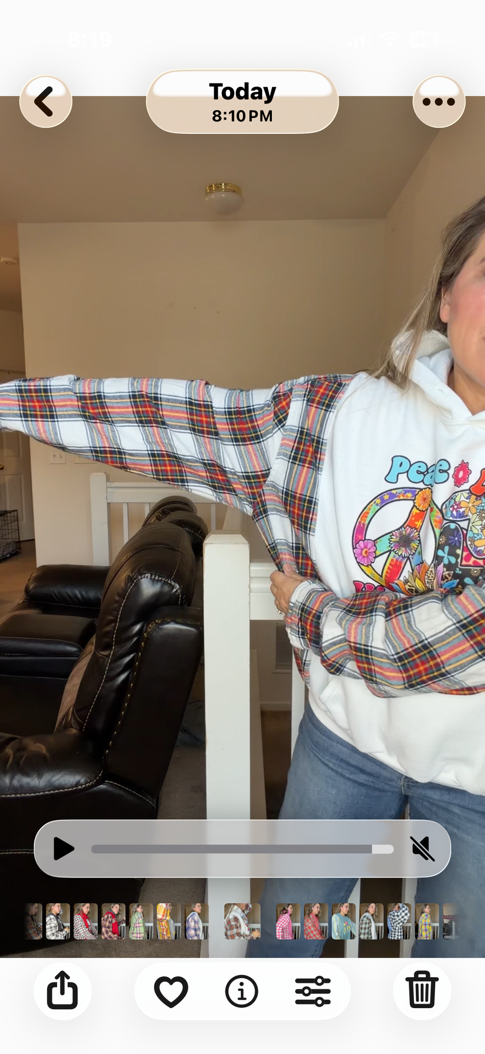 Upcycled Hippie - women's medium/large midweight sweatshirt with flannel sleeves