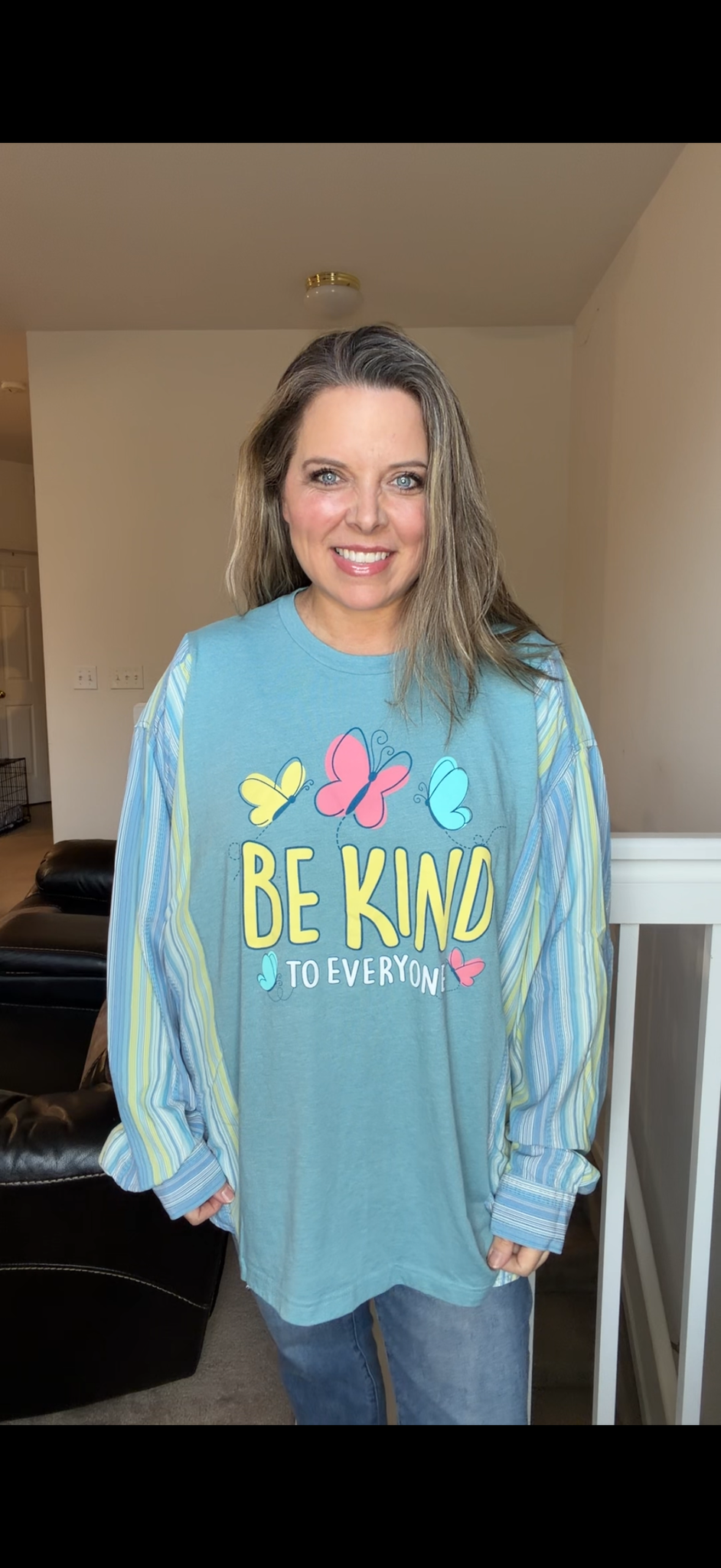 Upcycled Be Kind - women's 2X/3X T-shirt with cotton sleeves