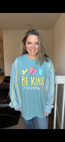 Upcycled Be Kind - women's 2X/3X T-shirt with cotton sleeves