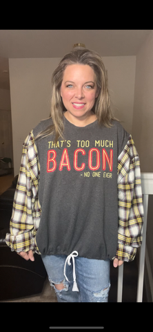 Upcycled Bacon – women's 2X – T-shirt with flannel sleeves ￼