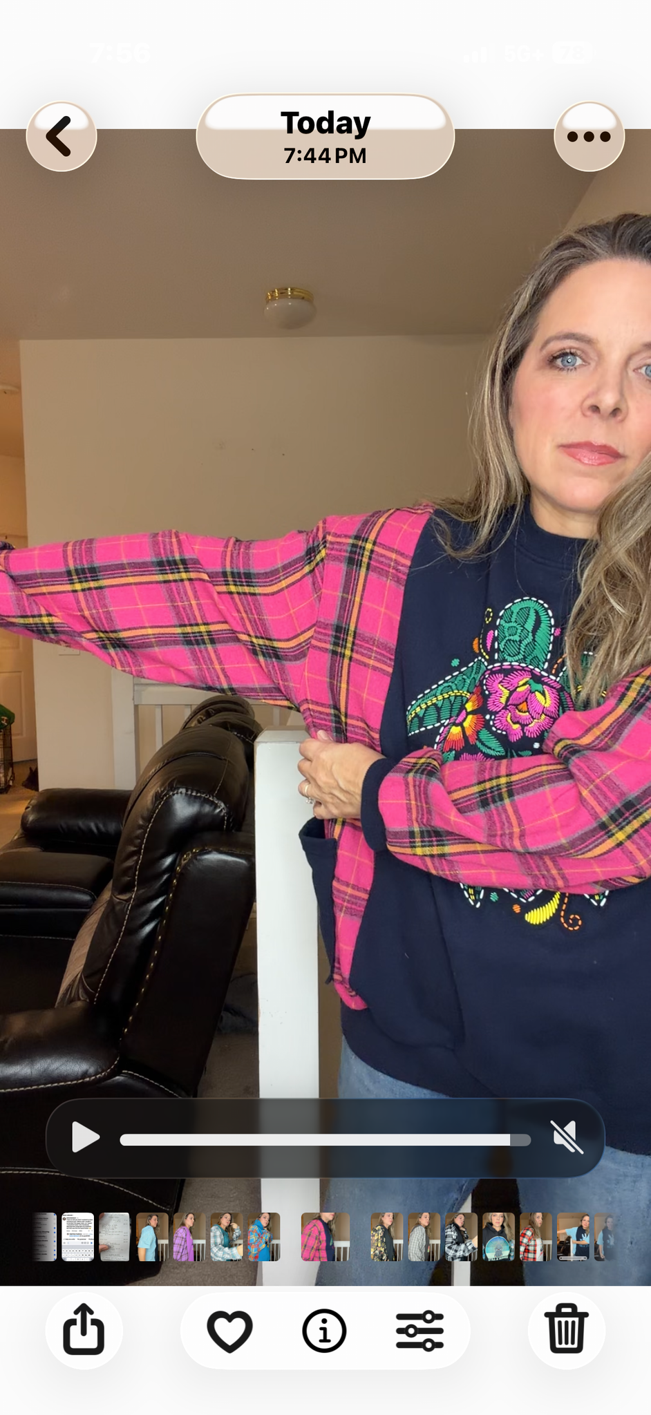 Upcycled Turtle - women's medium midweight sweatshirt with flannel sleeves