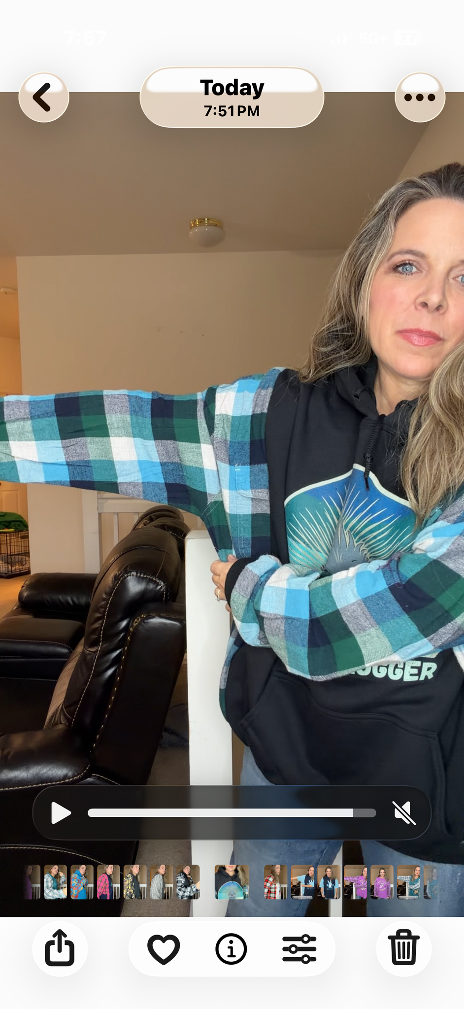 Upcycled Hugger - women's 3X/4X midweight Sweatshirt with flannel sleeves
