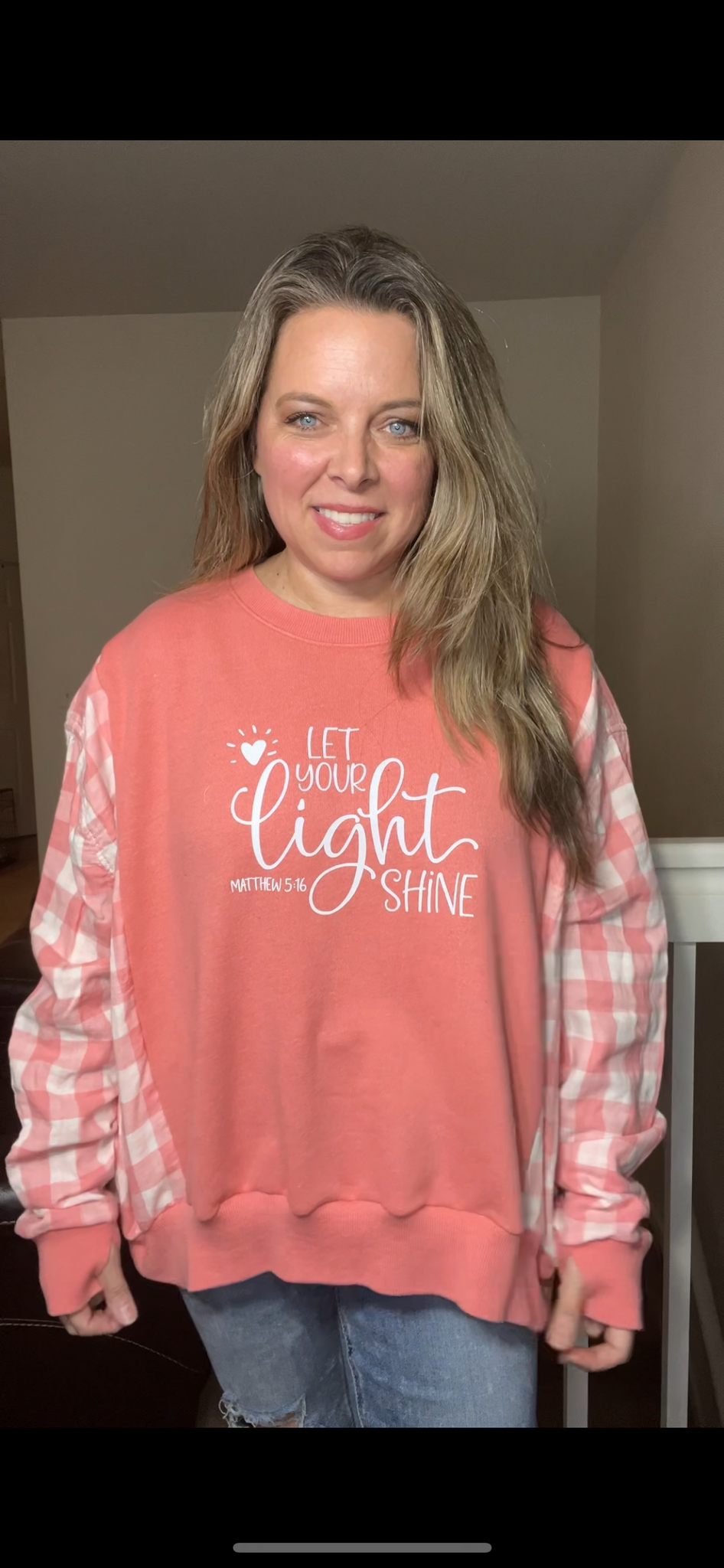 Upcycled Light – women’s XL/1X – thin French terry sweatshirt with flannel sleeves