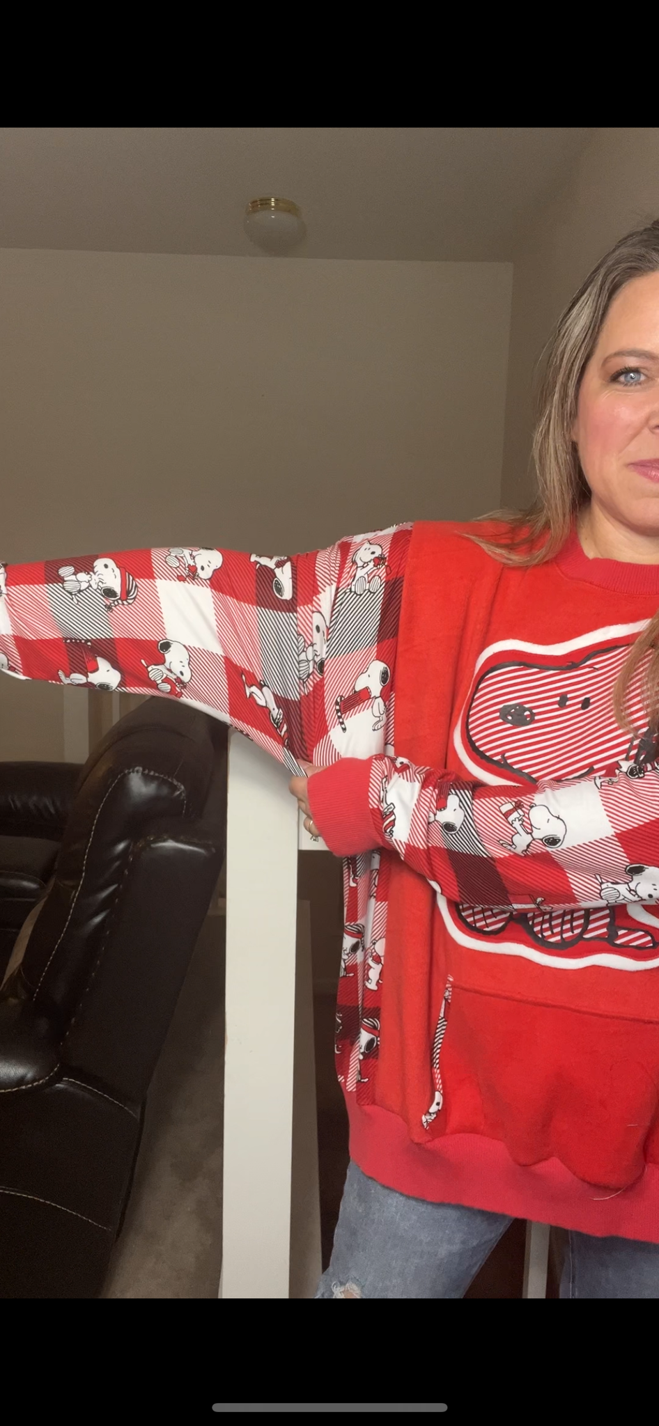 Upcycled Snoopy – women’s 3X – midweight sweatshirt with stretchy sleeves