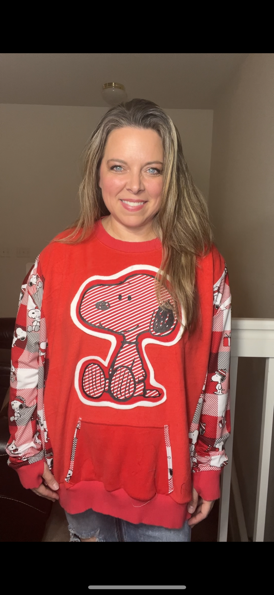 Upcycled Snoopy – women’s 3X – midweight sweatshirt with stretchy sleeves