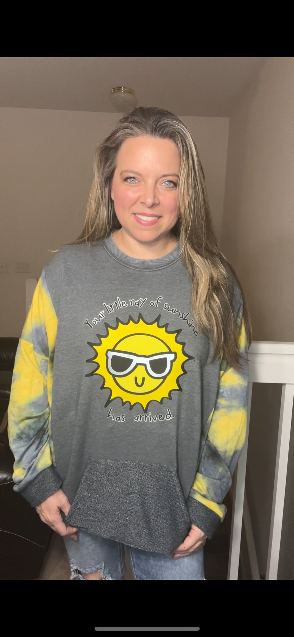 Upcycled Sunshine – women’s 2X – midweight sweatshirt with stretchy sleeves