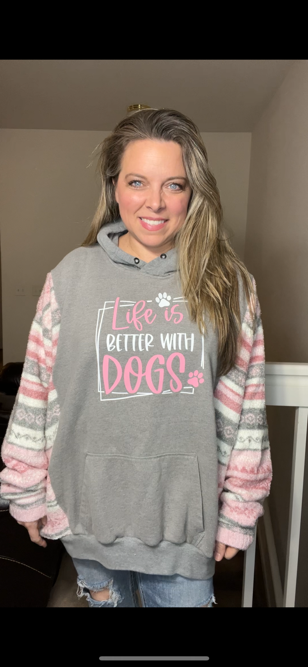 Upcycled Dogs – women’s 3X/4X – midweight sweatshirt with soft sweater sleeves