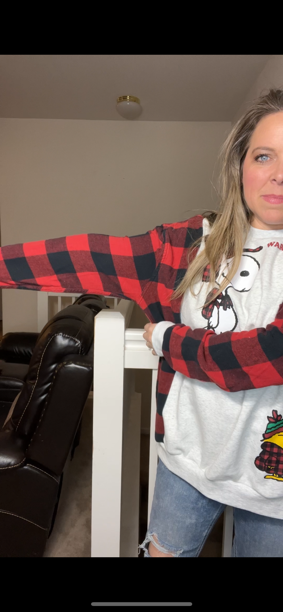 Upcycled Warm wishes – women’s 2X – midweight sweatshirt with flannel sleeves