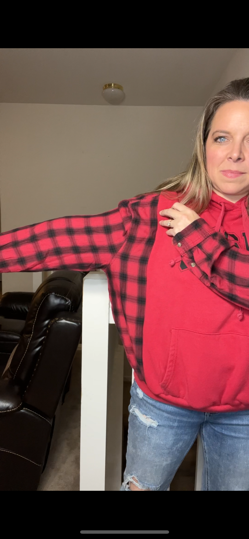 Upcycled Jesus saves – women’s medium – midweight sweatshirt with thin flannel sleeves