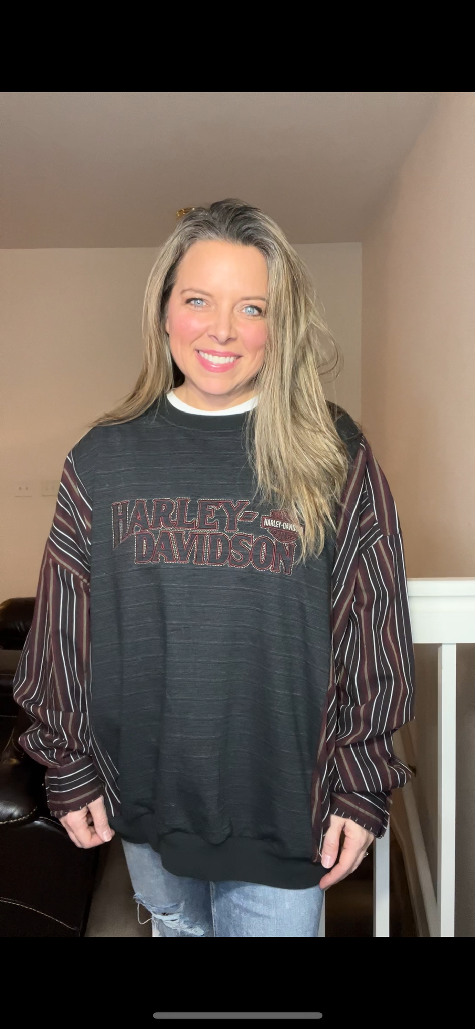 Harley Davidson - woman’s 2X – thin french terry sweatshirt with cotton sleeves ￼￼