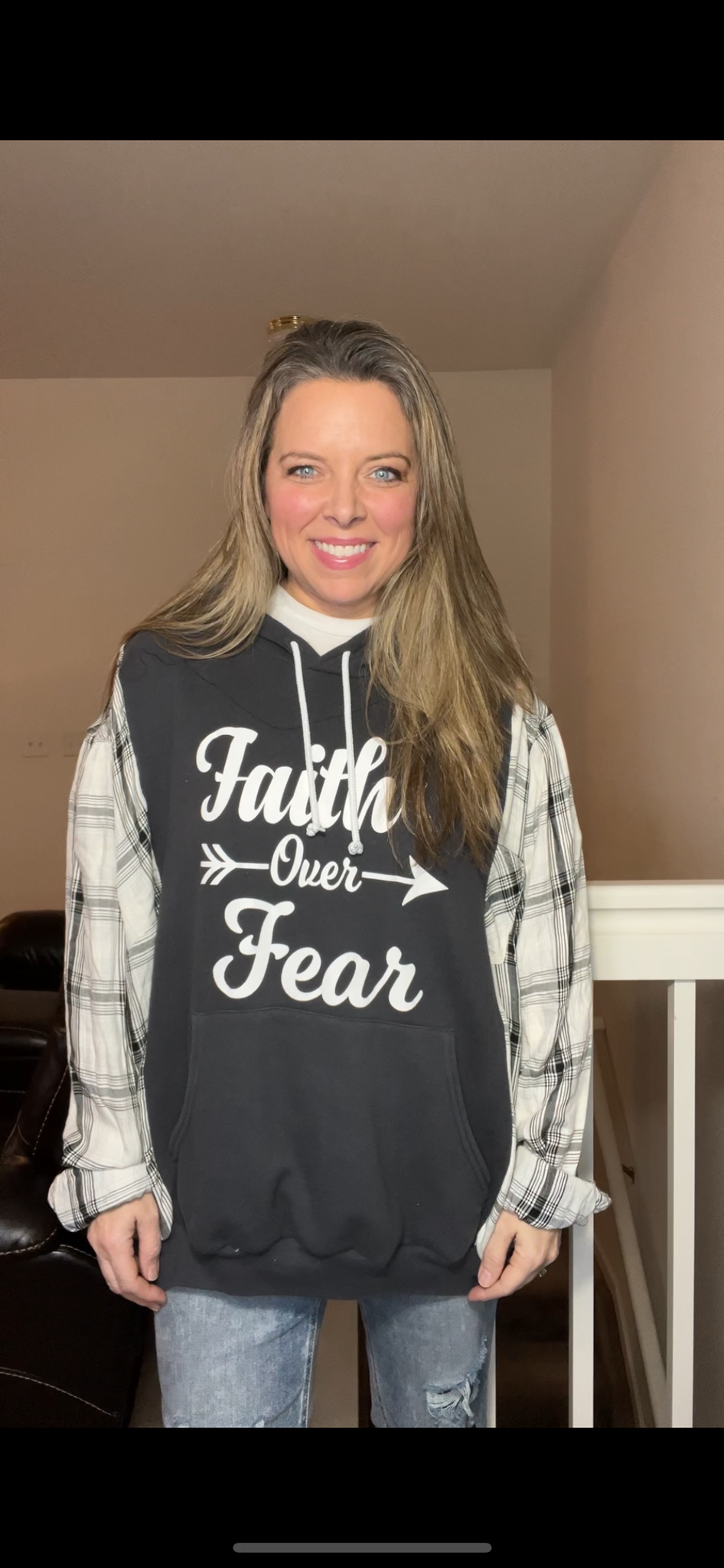 Faith Over Fear – women’s 3X – soft thick sweatshirt with thin flannel sleeves ￼