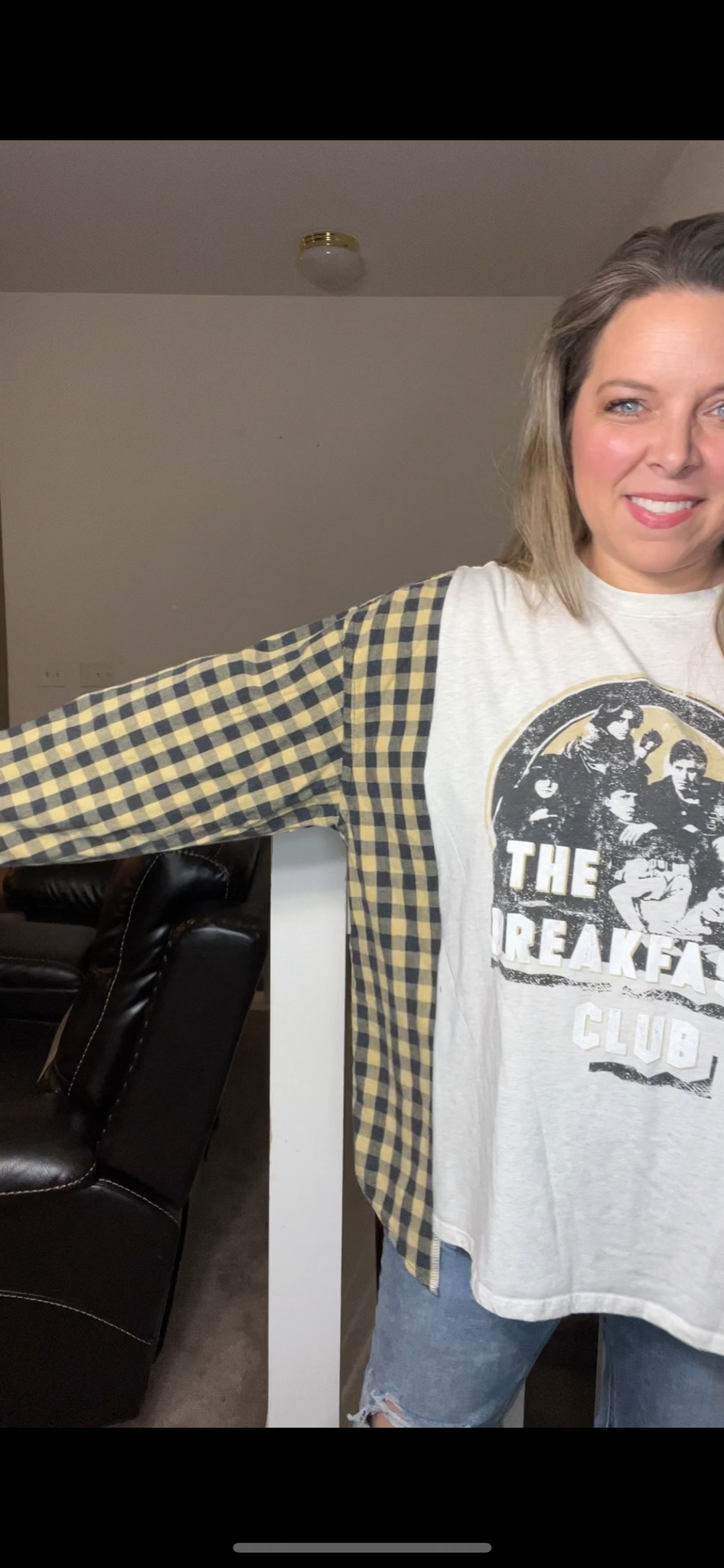 Upcycled Breakfast club – women’s 1X – T-shirt with flannel sleeves