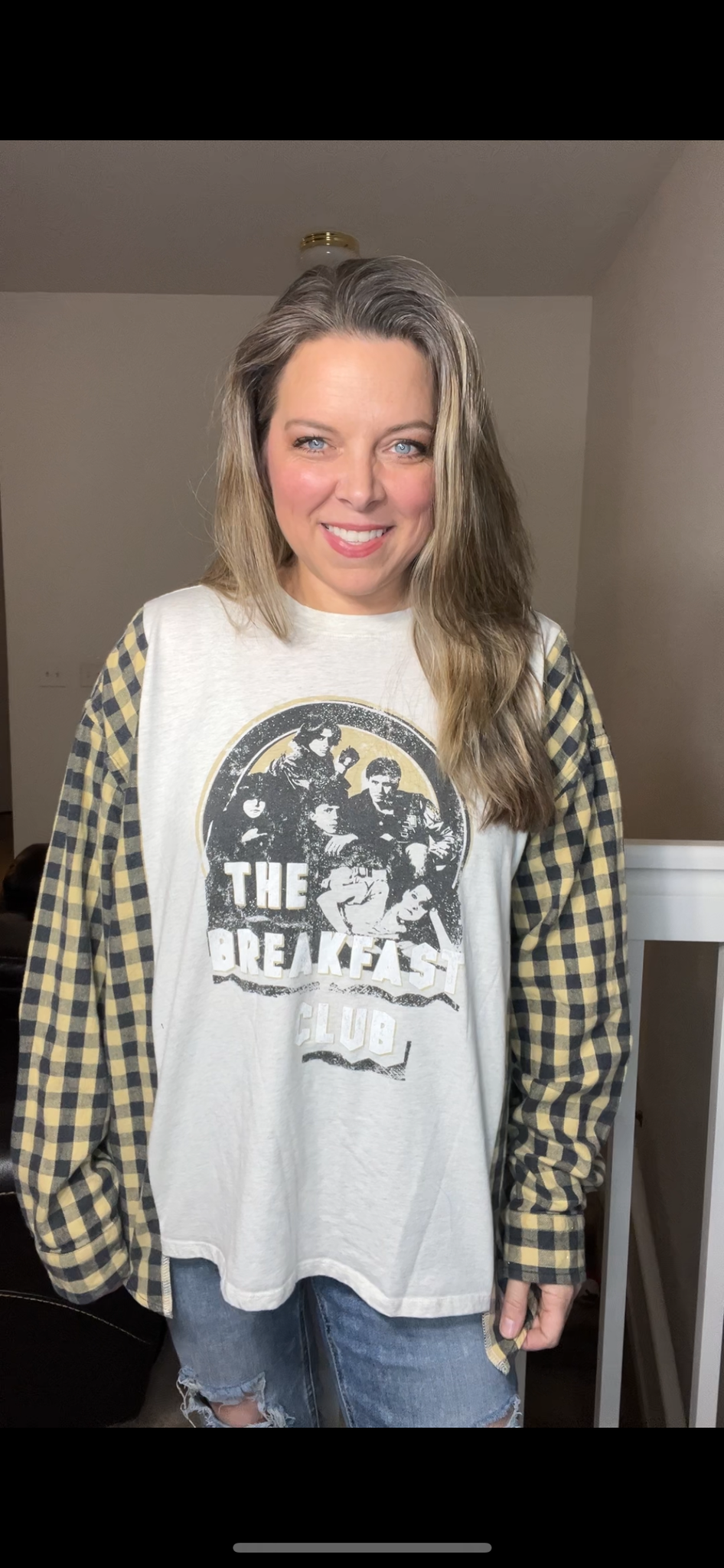 Upcycled Breakfast club – women’s 1X – T-shirt with flannel sleeves