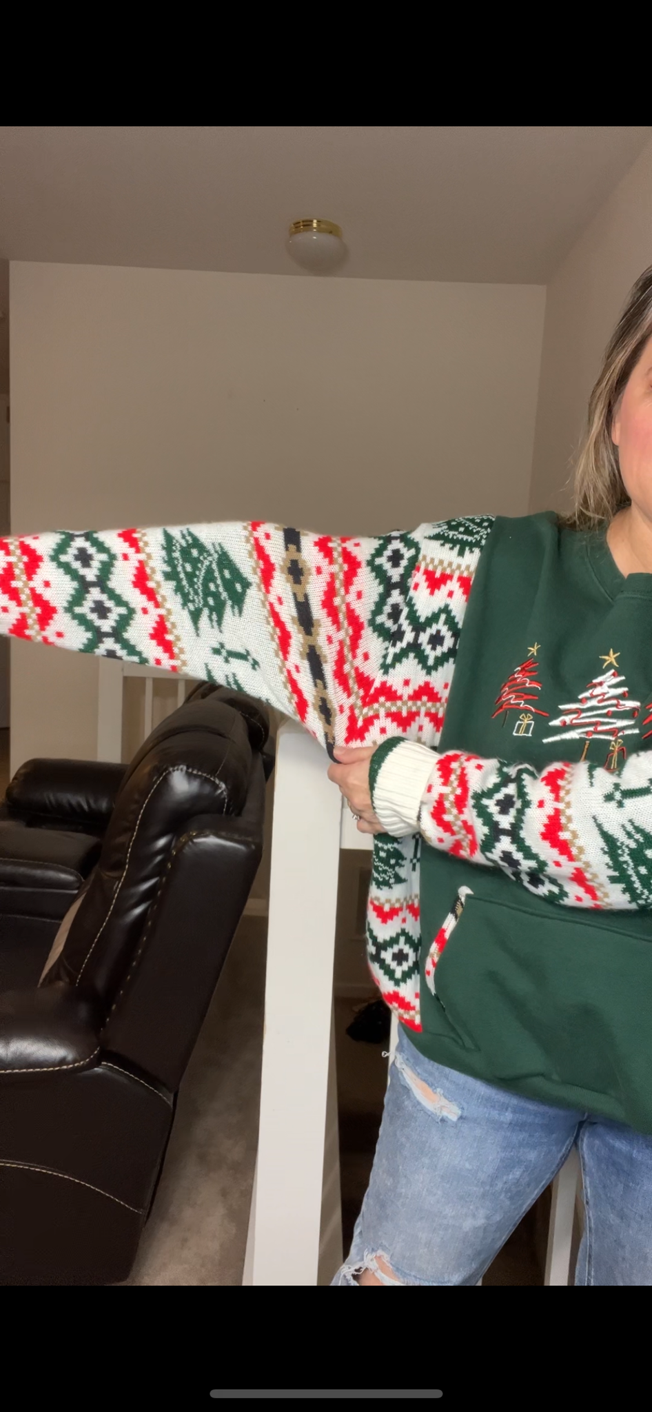 Upcycled Trees – women’s large/XL – midweight sweatshirt with soft sweater sleeves