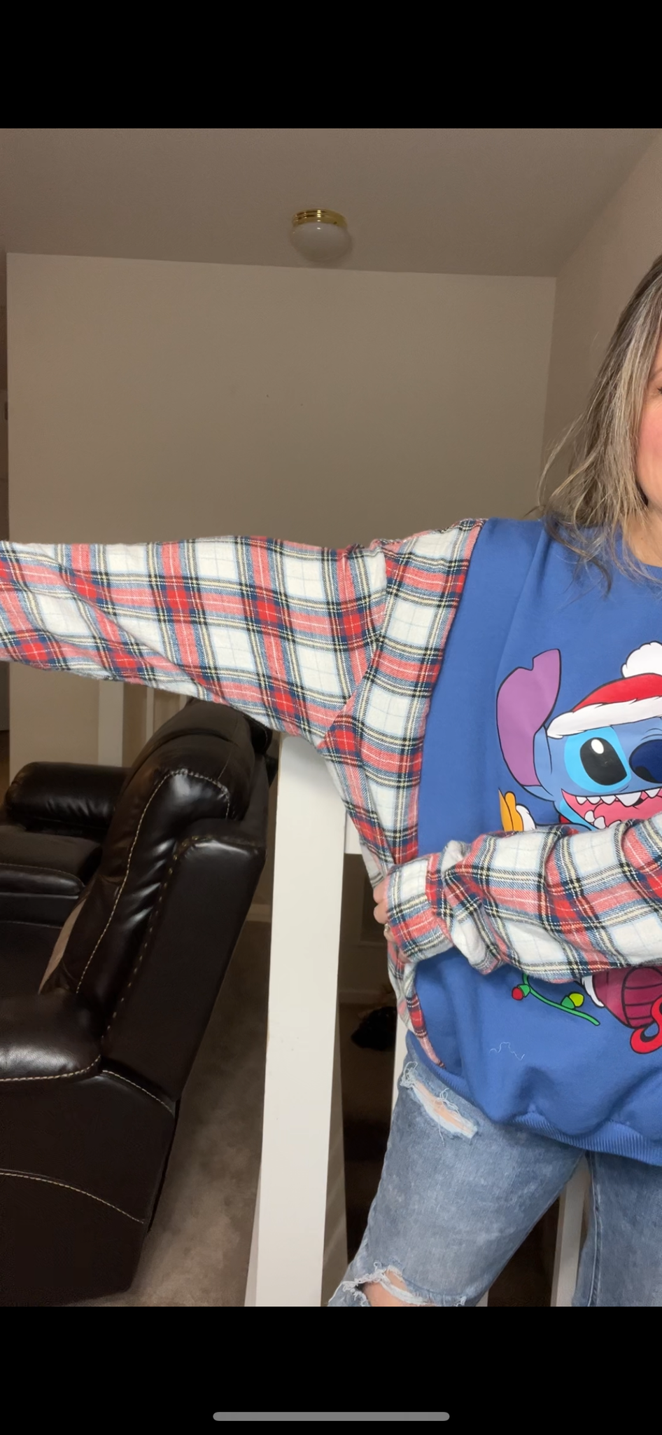 Upcycled Stitch – women’s 1X/2X – midweight sweatshirt with flannel sleeves