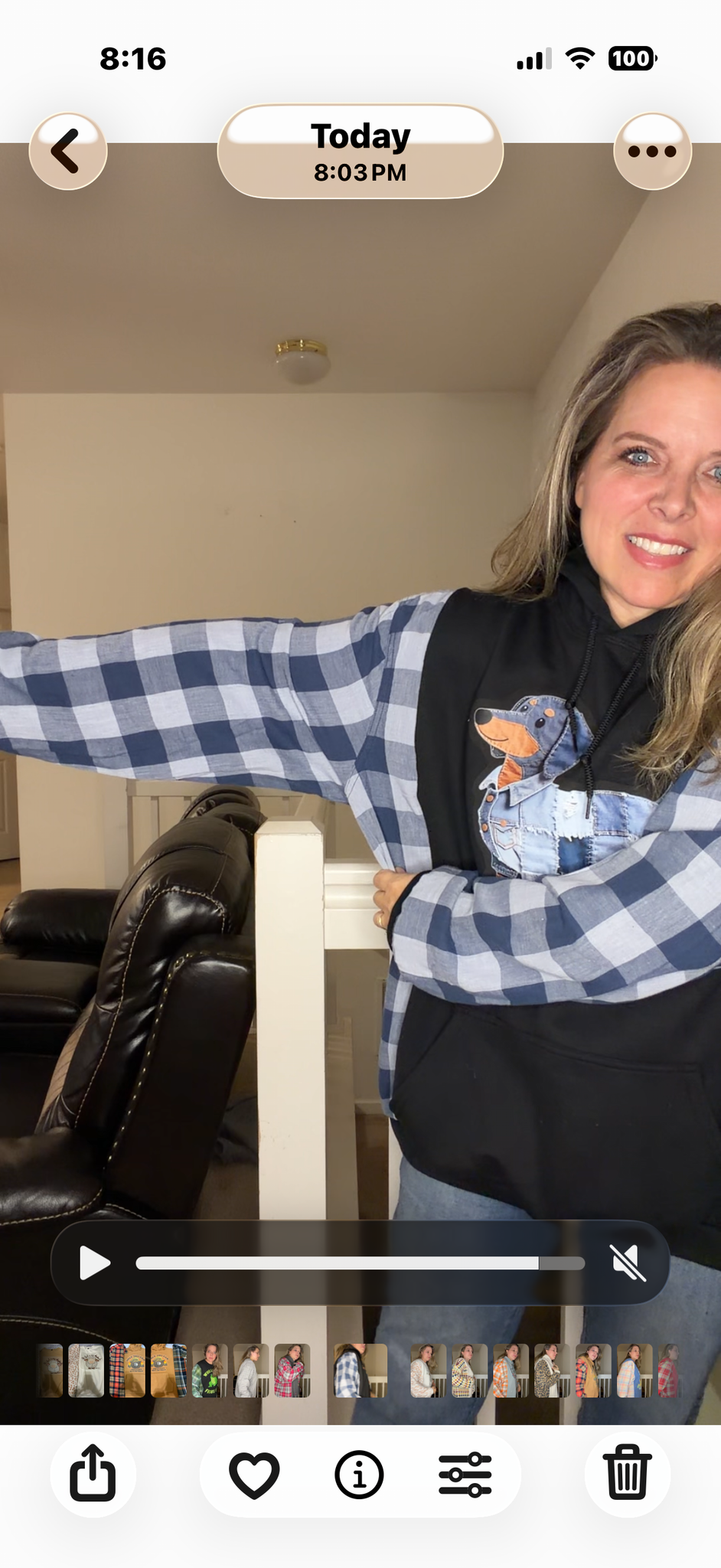 Upcycled Denim Dog - women's 3X midweight sweatshirt with flannel sleeves