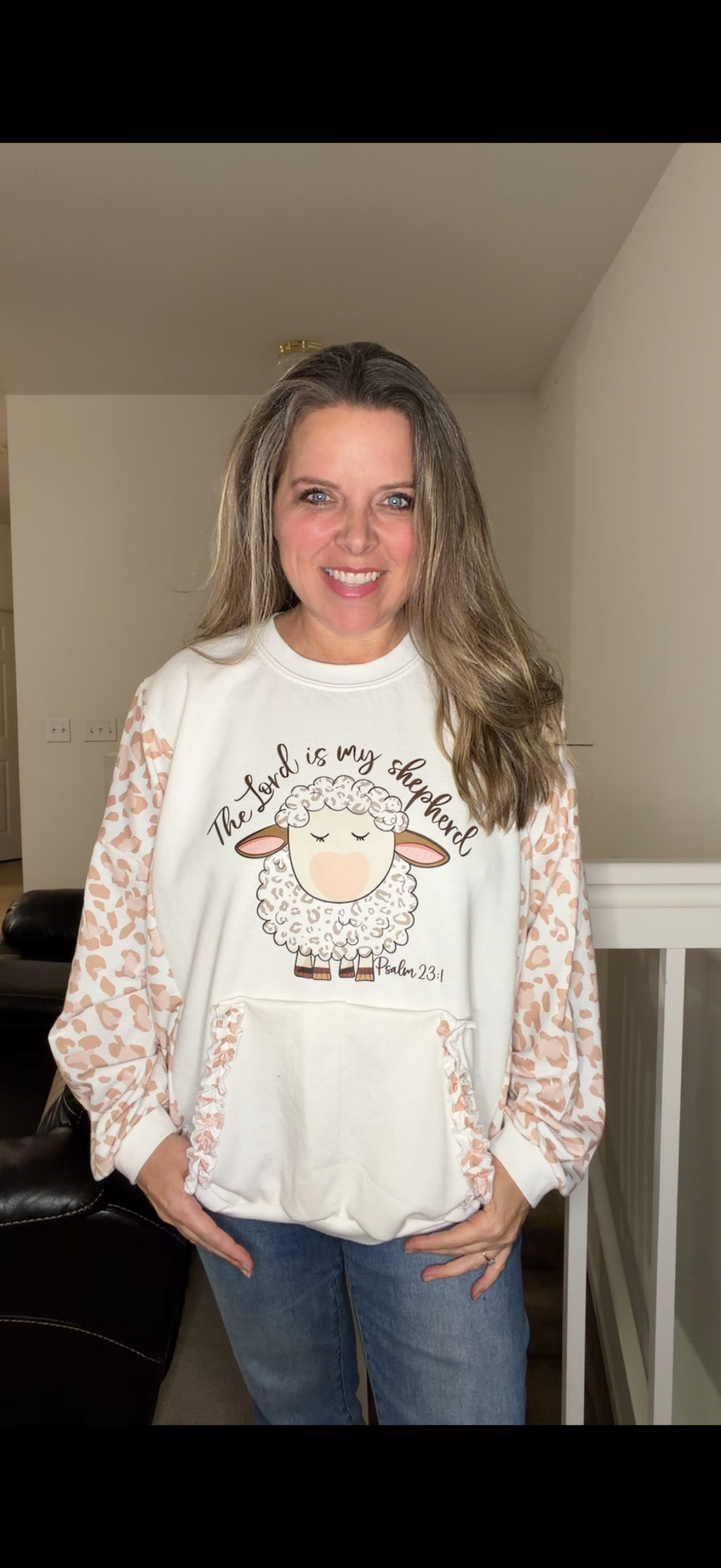 Upcycled Sheep - women's XL/1X midweight sweatshirt with stretch sleeves