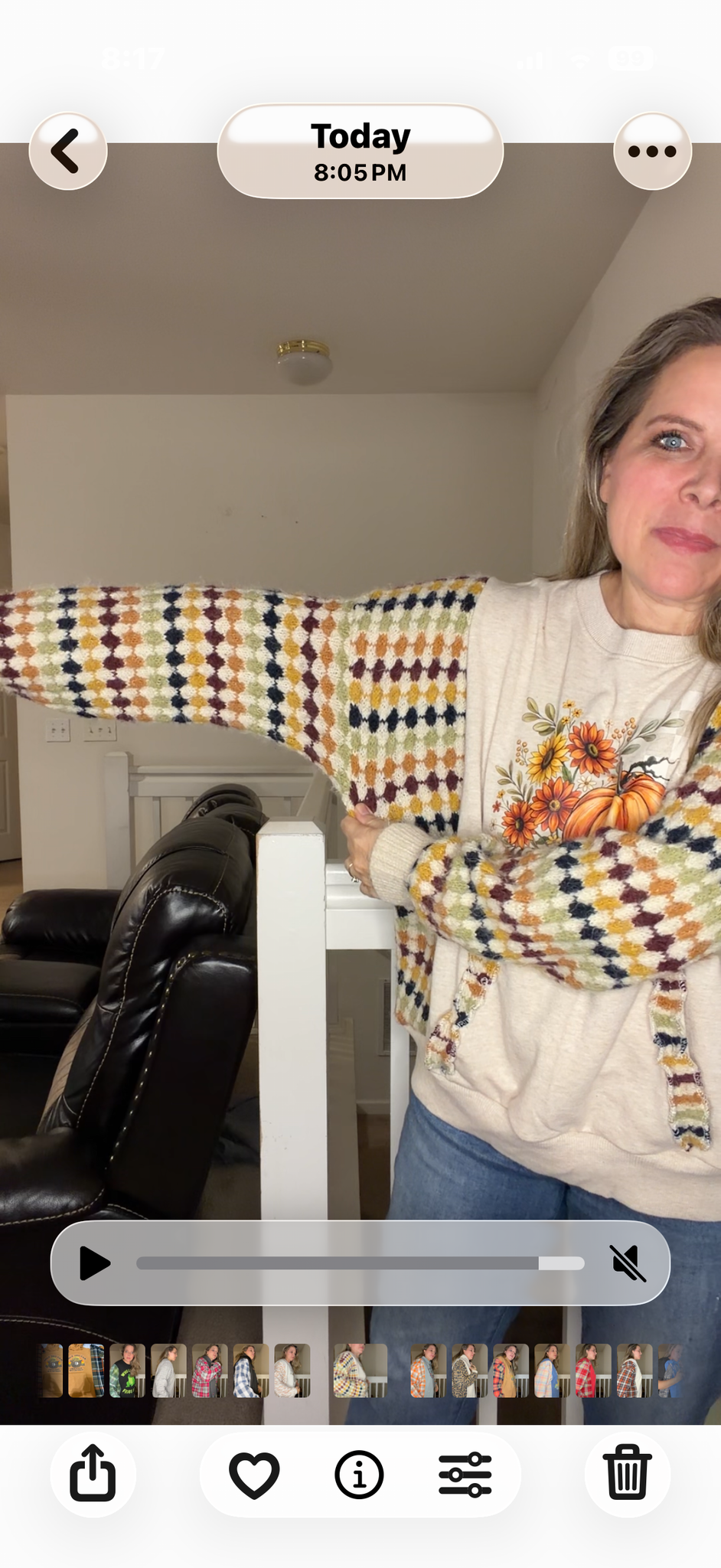 Upcycled Pumpkin - women's medium/large French Terry sweatshirt with sweater sleeves