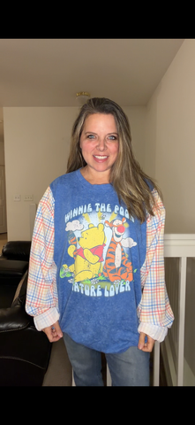 Upcycled Pooh Adventure- women's 4X/5X T-shirt with silky sleeves