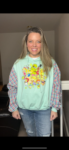 Upcycled Rugrats – women’s medium – midweight sweatshirt with thin cotton sleeves ￼