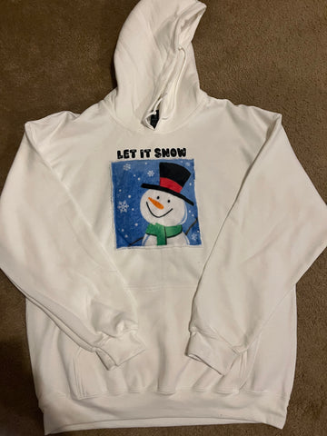 Snowman Let it Snow - woman’s XL white hoodie