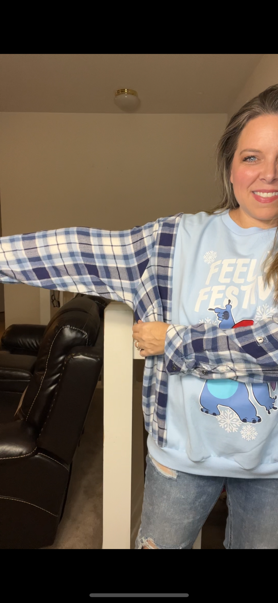 Upcycled Stitch – women’s XL/1X – midweight sweatshirt with flannel sleeves